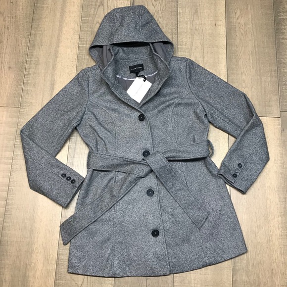 41Hawthorn Trench Coat Jacket Womens Size M Gray Herringbone Belted Preppy NEW - Picture 1 of 10
